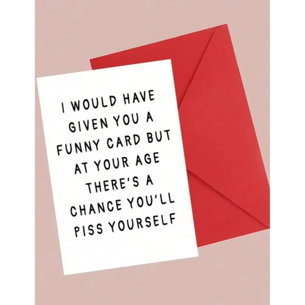 Funny Birthday Greeting Card with Red Envelope | Humorous Adult Birthday Card |